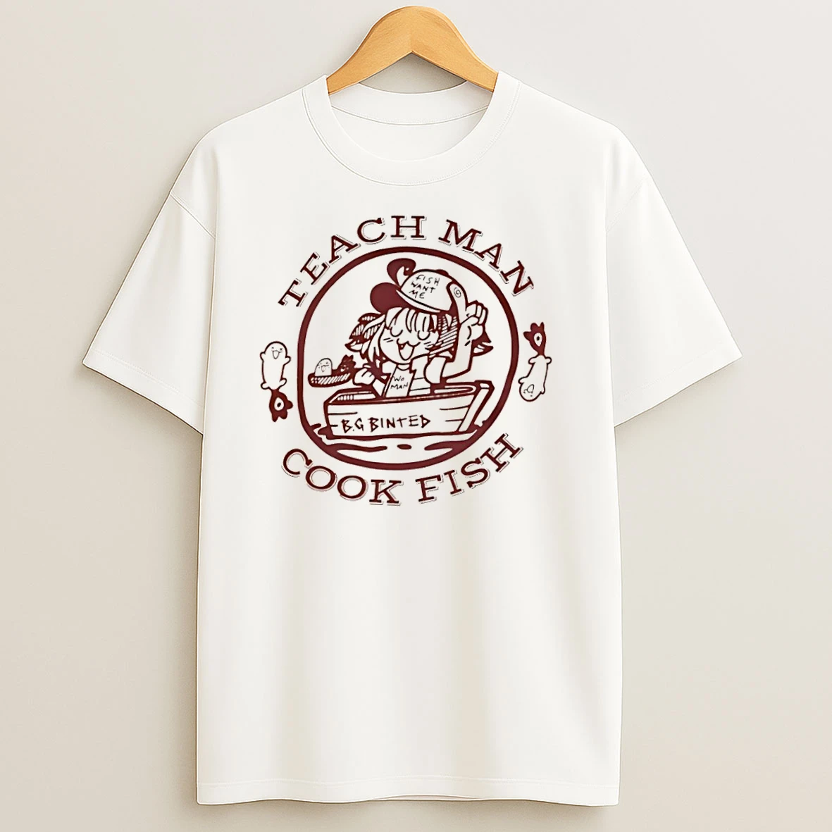 Bg Binted Teach Man Cook Fish Anime T Shirts