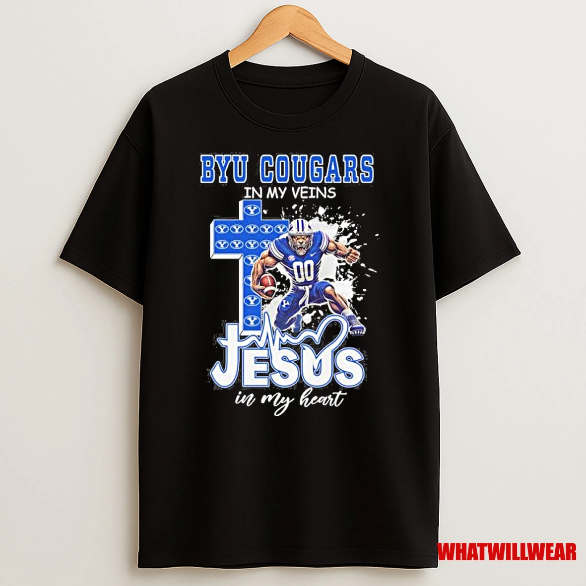 Byu Cougars Football Mascot In My Veins Jesus In My Heart Shirts