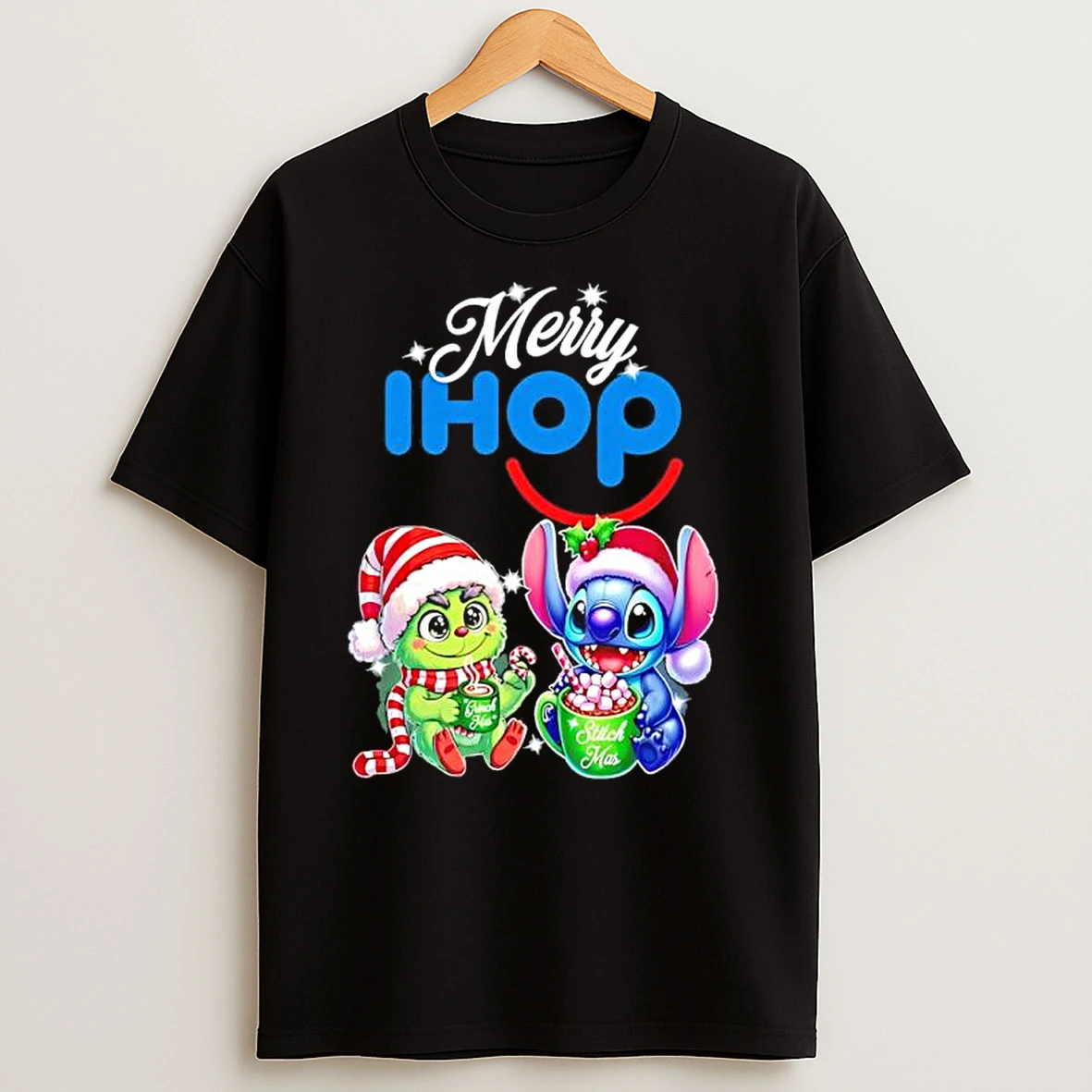 Baby Grinch And Stitch X Ihop Merry Christmas T Shirts