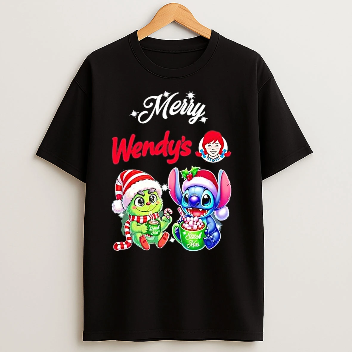 Baby Grinch And Stitch X Wendys Merry Christmas T Shirts