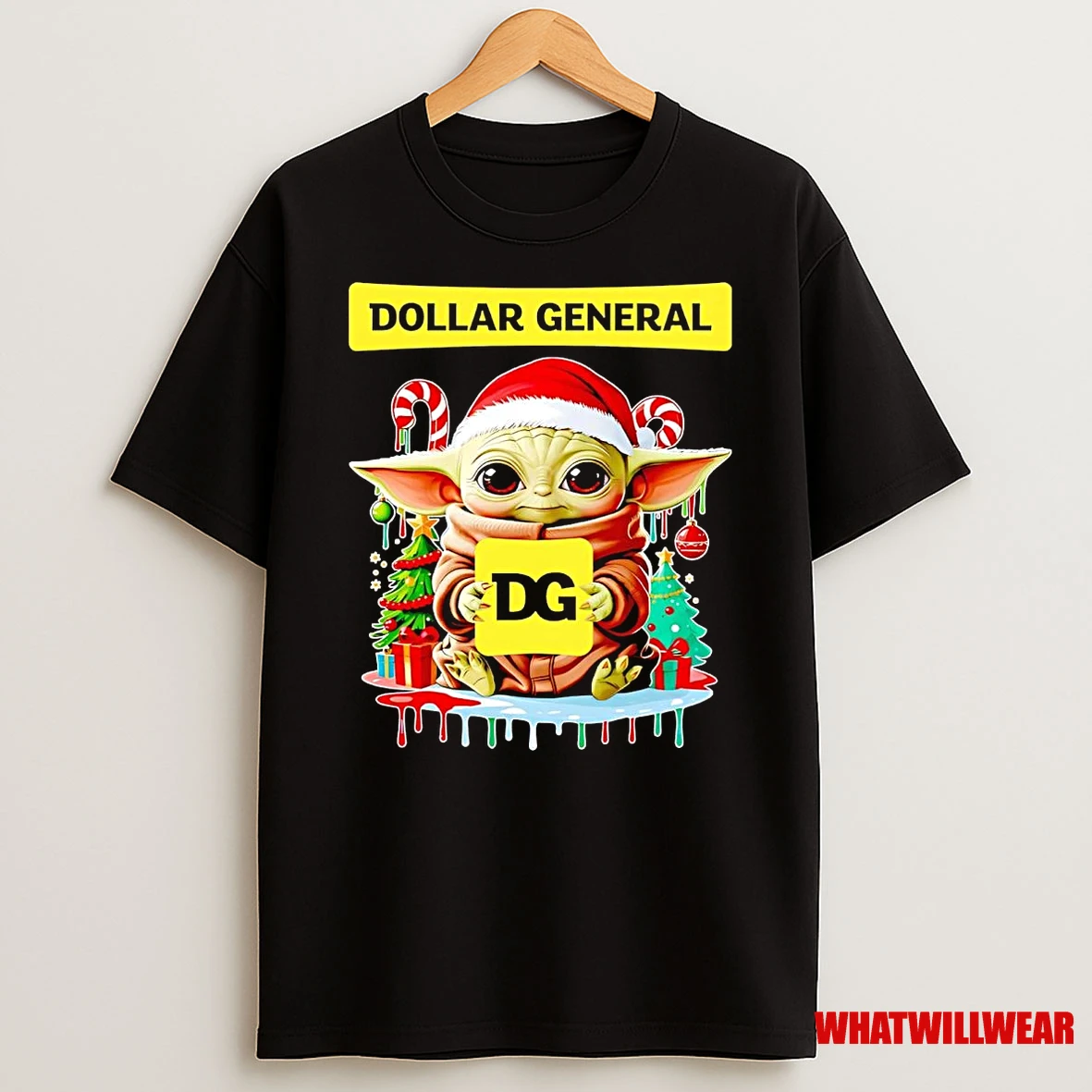 Baby Yoda Santa Hat Dollar General Merry Christmas Shirts