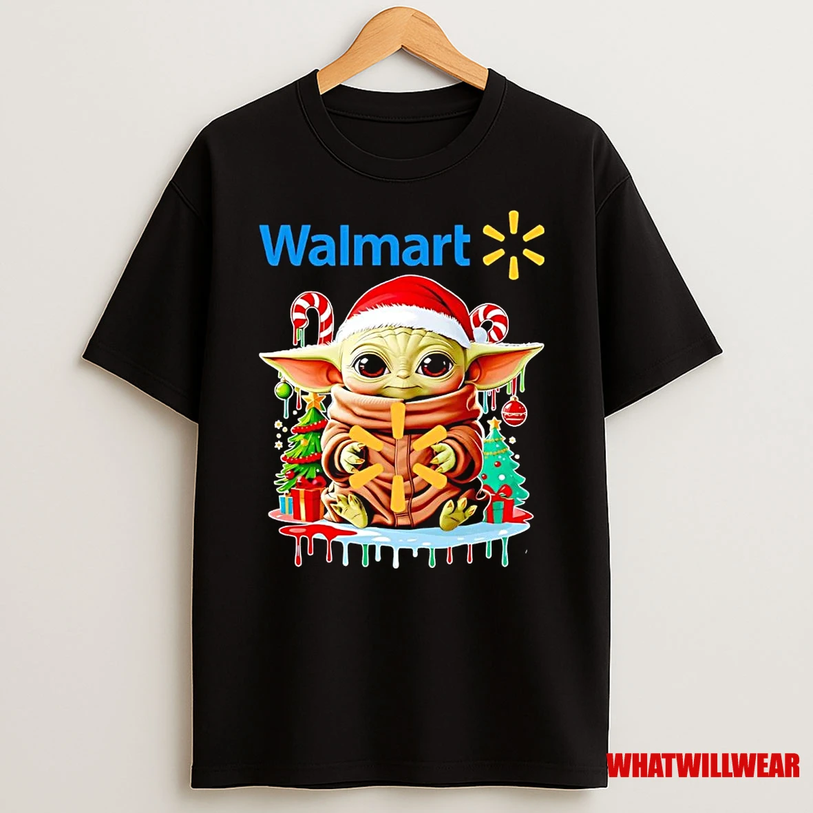 Baby Yoda Santa Hat Walmart Merry Christmas Shirts