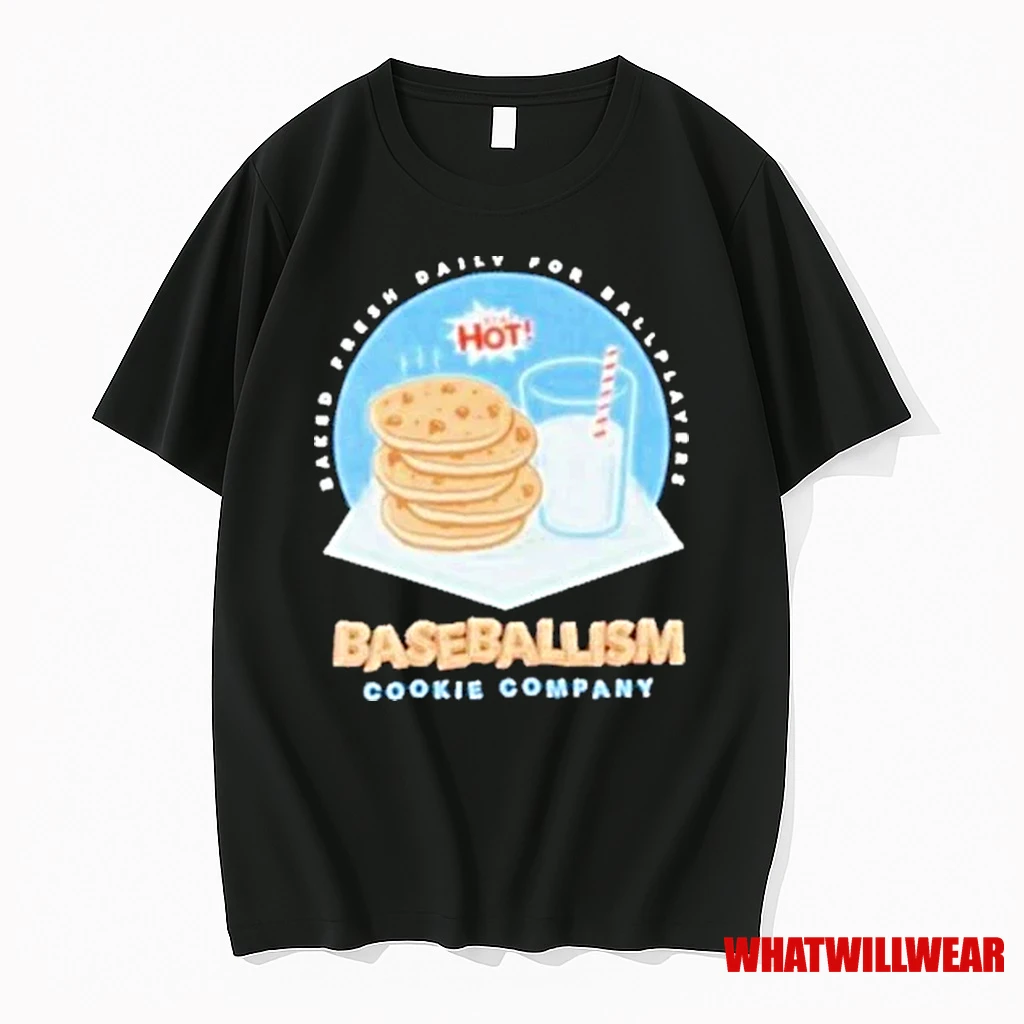 Baked Fresh Daily For Ballplayers Cookies Milk Baseballism Shirts