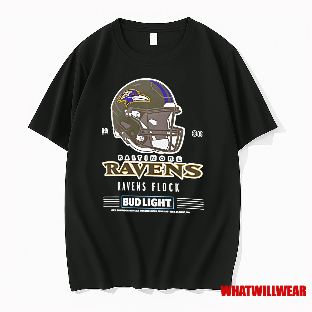 Baltimore Ravens Bud Light 1996 Ravens Flock Football Helmet Shirts