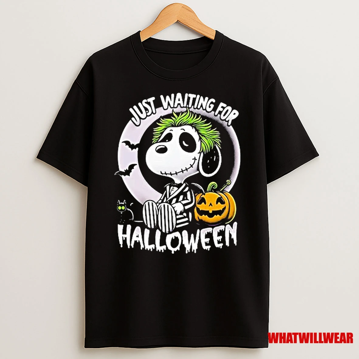 Beetlejuice X Snoopy The Peanuts Just Waiting For Halloween Shirts
