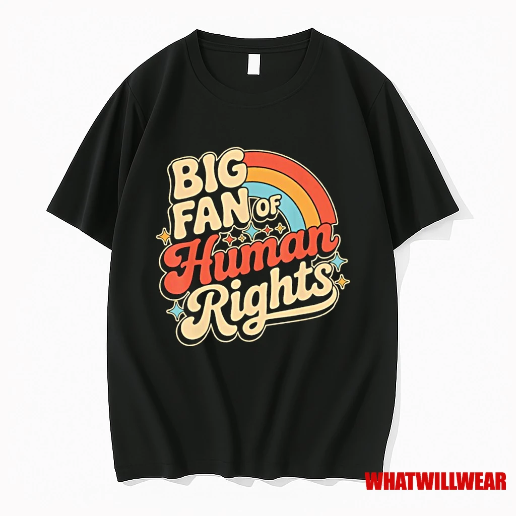 Big Fan Of Human Rights Retro Rainbow Shirts