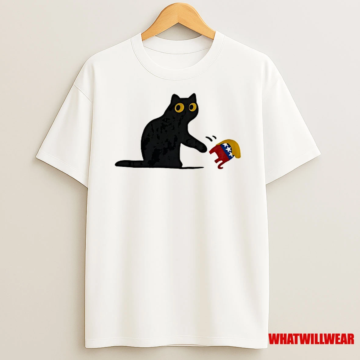 Black Cat Swatting Elephant Trump Shirts