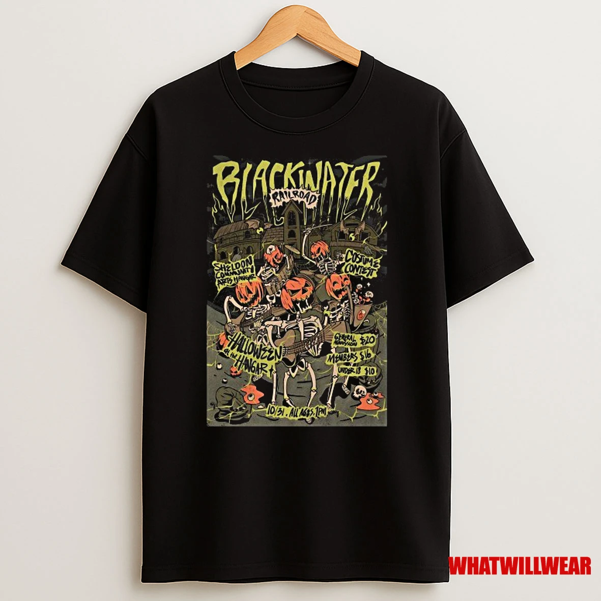 Blackwater Railroad Co Sheldon Community Arts Hangar On Oct 31 2025 Skeletons Shirts