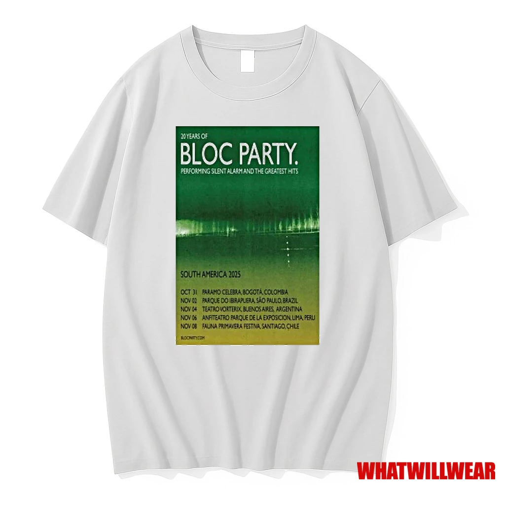 Bloc Party Performing Silent Alarm And The Greatest Hits Tour South America 2025 Shirts