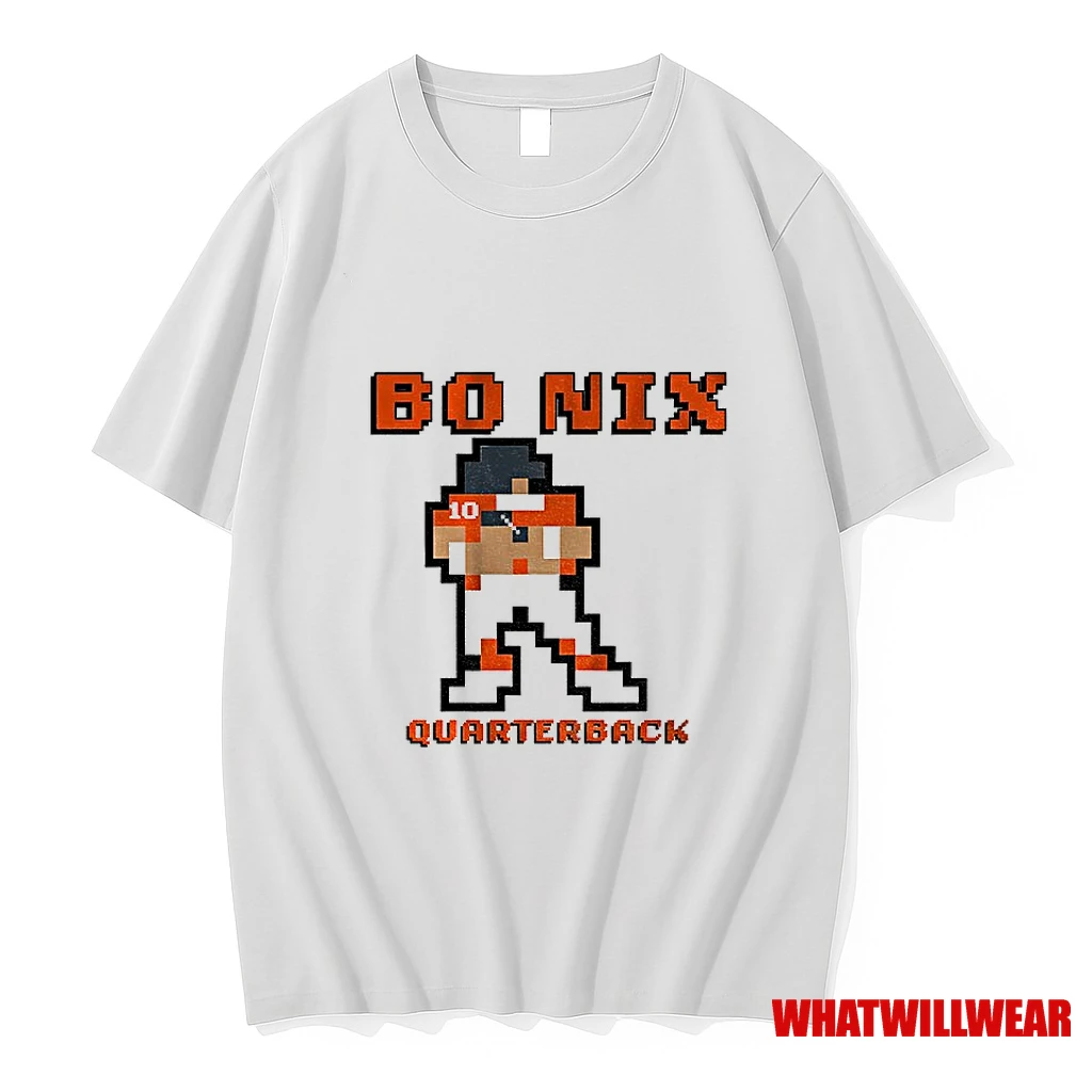 Bo Nix Quarterback Denver Broncos Nfl Football Retro Baller 8bit Shirts