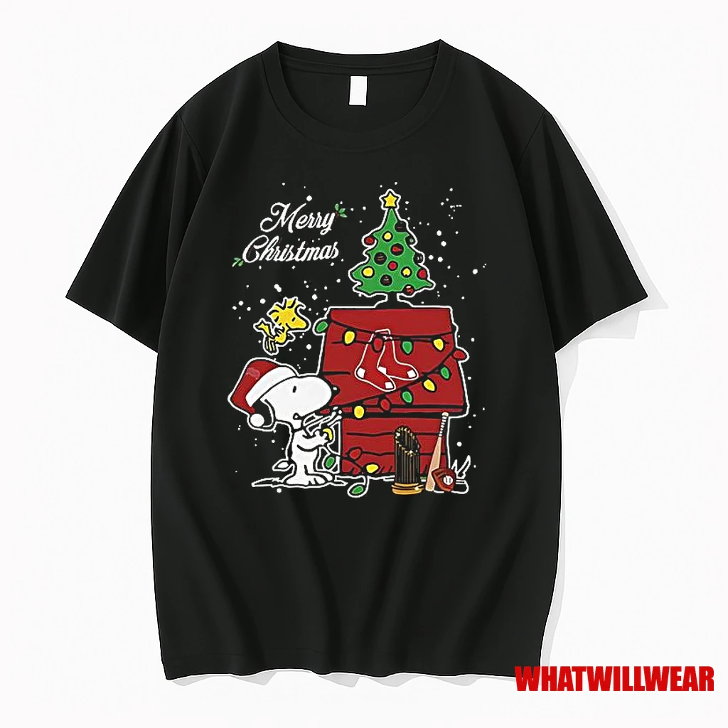 Boston Red Sox Merry Christmas With Snoopy Baby Shirts