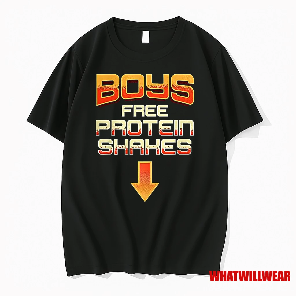 Boys Free Protein Shakes Funny Gym Shirts