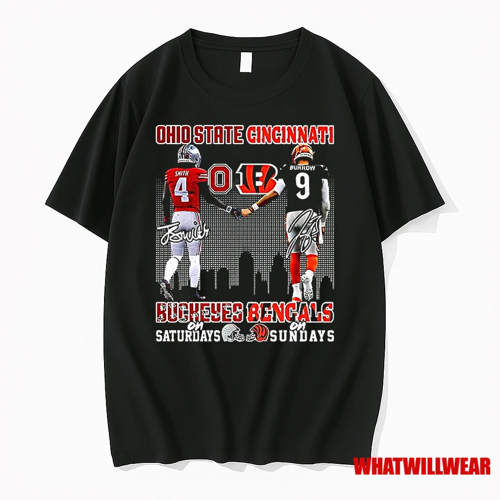 Brian Smith Ohio State Buckeyes On Saturdays And Joe Burrow Cincinnati Bengals On Sundays Signature Shirts