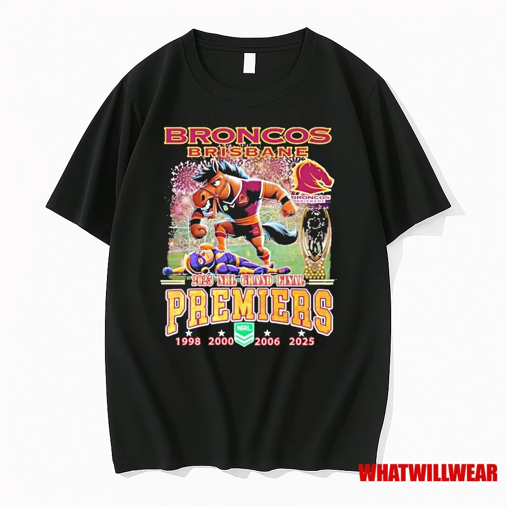 Brisbane Broncos Stomp Melbourne Storm 2025 Nrl Grand Final Premiers Mascot Shirts