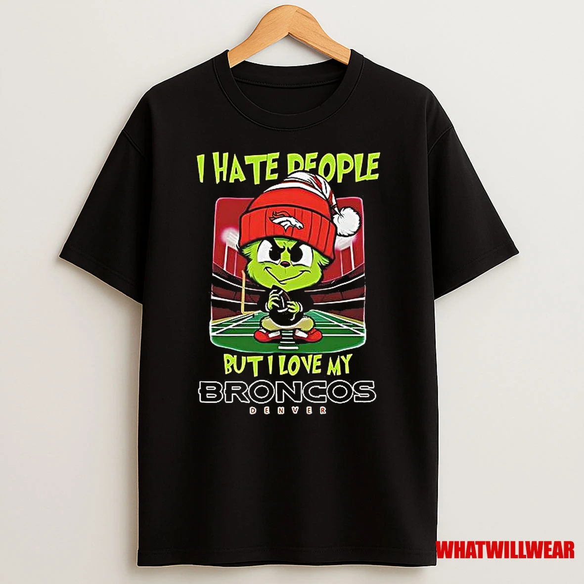 Broncos Christmas Christmas Merch Santa Grinch Chibi I Hate People But I Love My Broncos Christmas Christmas Shirts