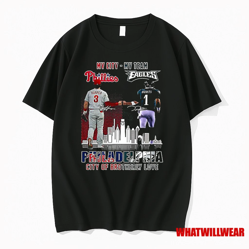 Bryce Harper And Jalen Hurts Philadelphia City Of Brotherly Love Signature Shirts