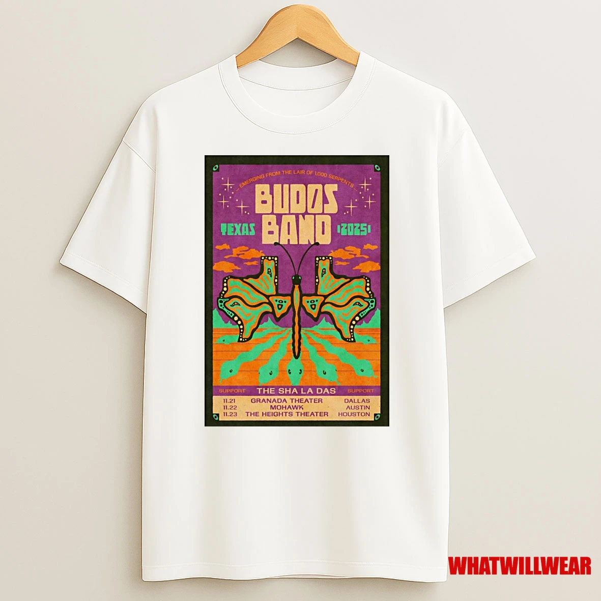 Budos Band Tx Tour 2025 11 21 Granada Theater Dallas 11 22 Mohawk Austin 11 23 The Heights Theater Houston Shirts