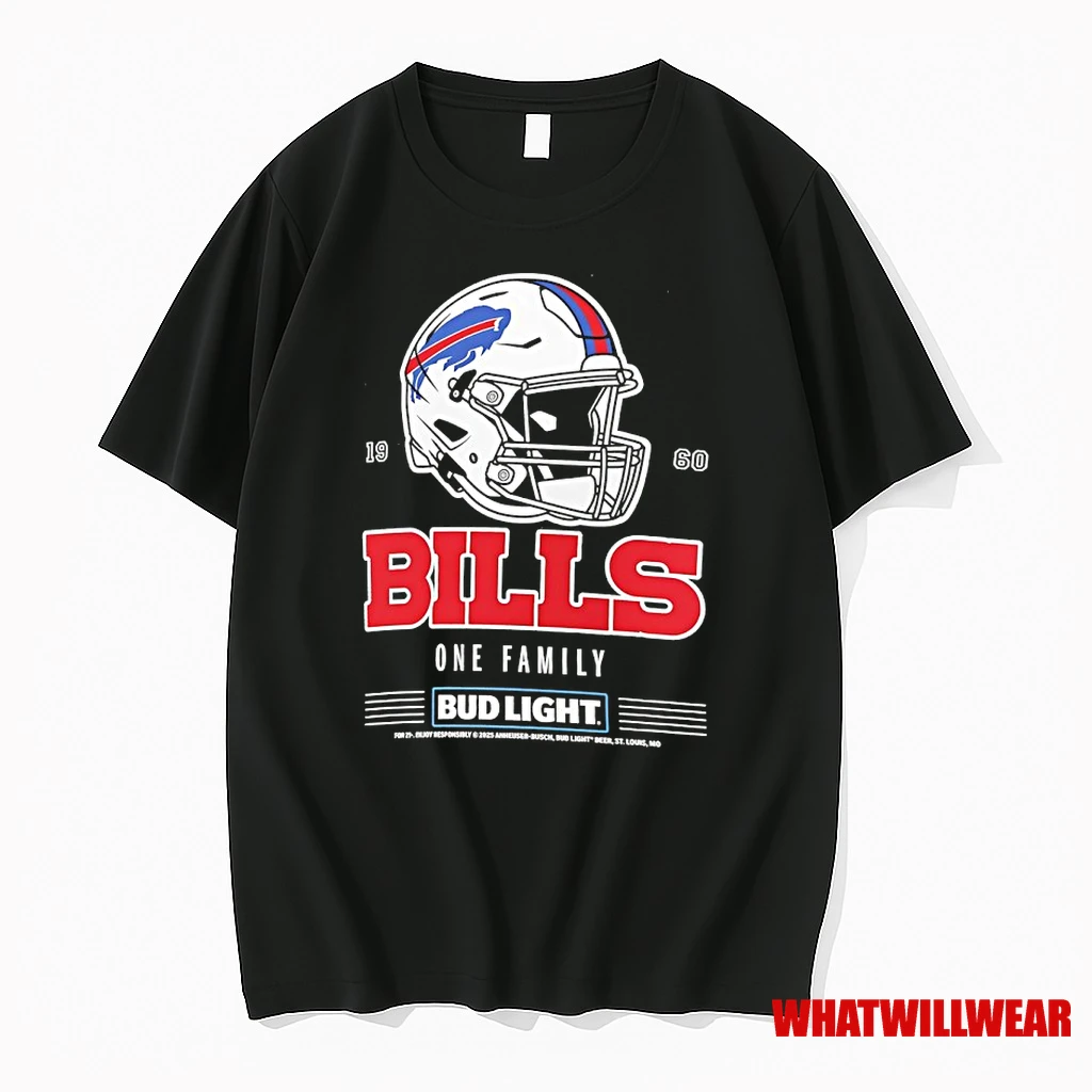 Buffalo Bills Bud Light 1960 One Family Football Helmet Shirts