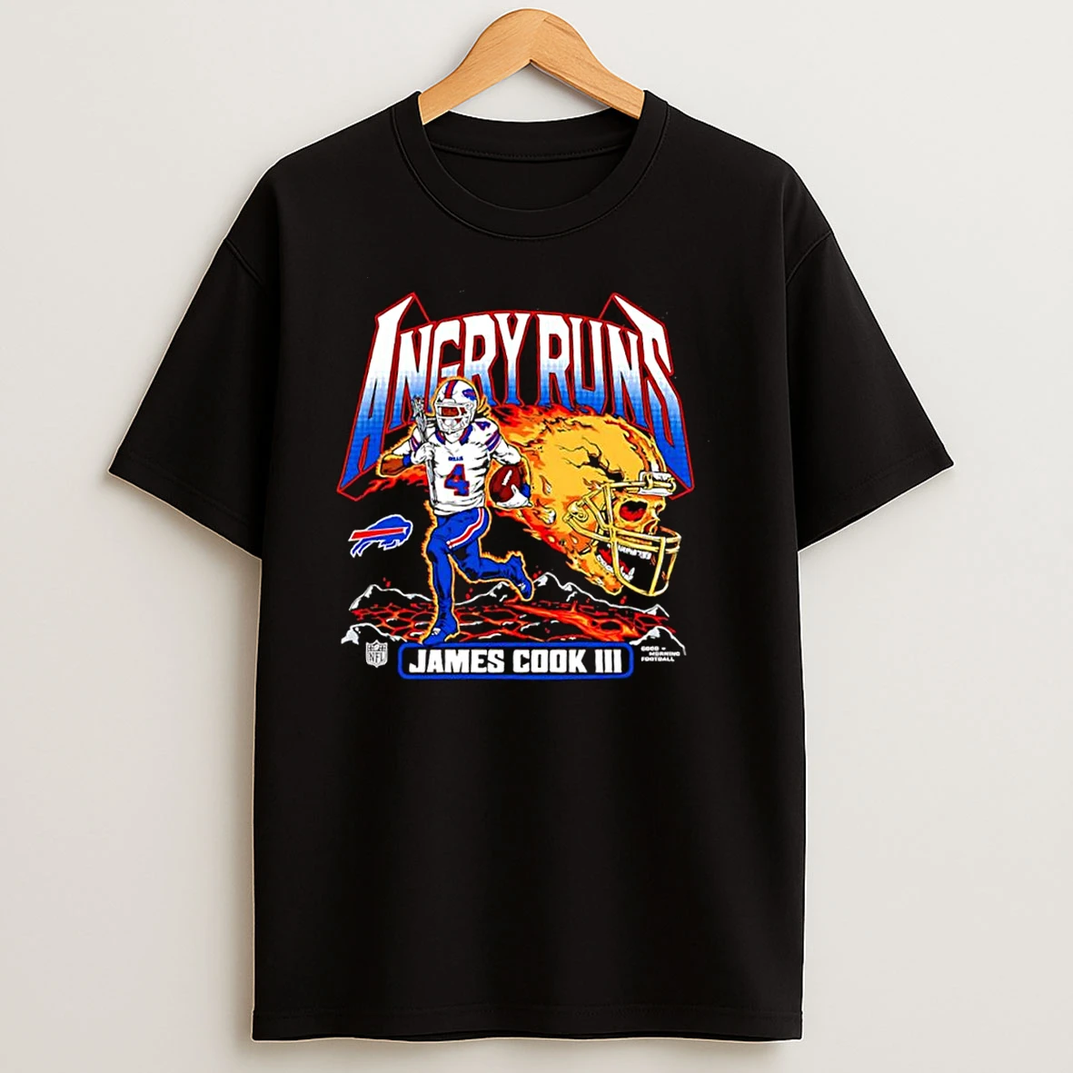 Buffalo Bills Homage James Cook Iii Angry Runs 2025 Number 4 Graphic T Shirts