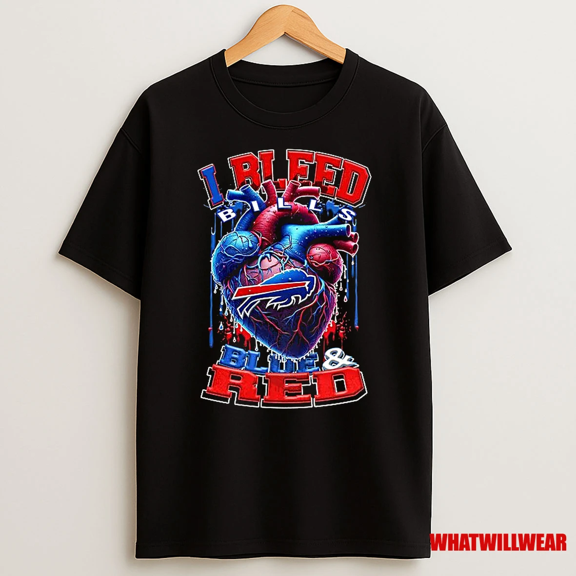 Buffalo Bills Nfl I Bleed Bills Blue And Red Heart Football Lovers Shirts