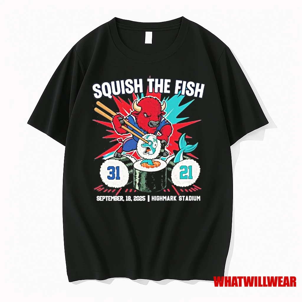 Buffalo Bills Squish The Fish 31 21 Miami Dolphins 2025 Shirts