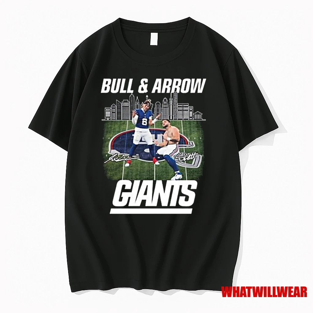 Bull Arrow New York Giants Signatures Skyline 2025 Shirts