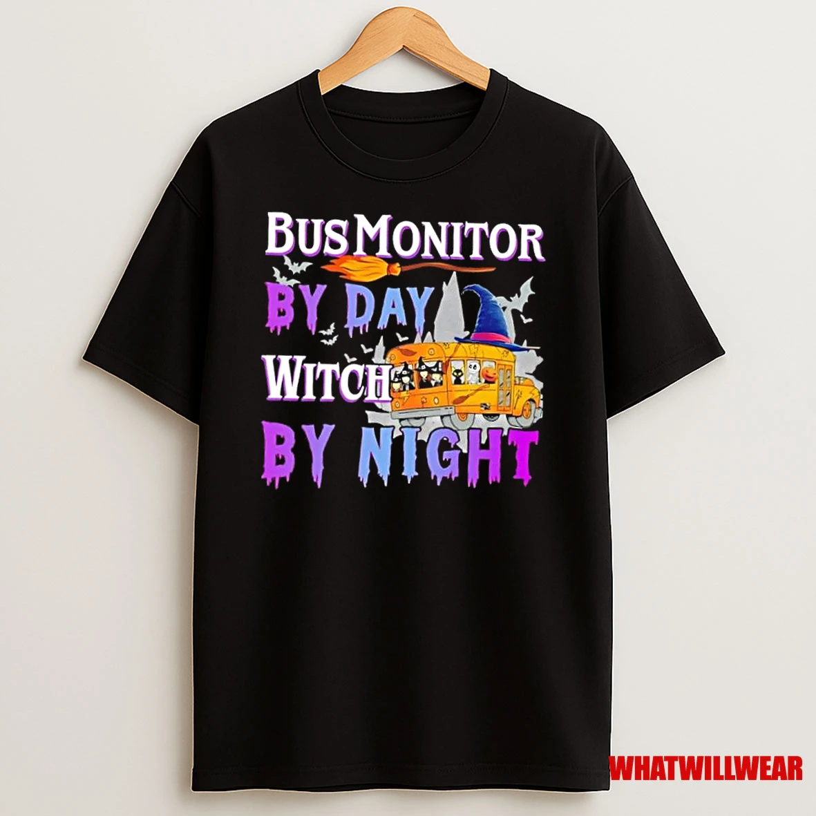 Bus Monitor By Day Witch By Night Halloween Shirts
