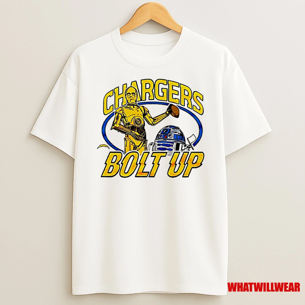 C 3po And R2 D2 Star Wars X Los Angeles Chargers Bolt Up Shirts