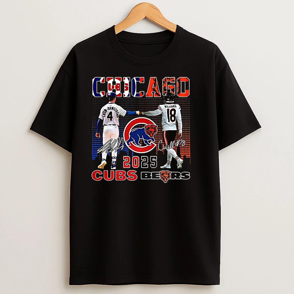 Caleb Williams Chicago Bears Touch Cook Armstrong Chicago Cubs Signature Skyline T Shirts