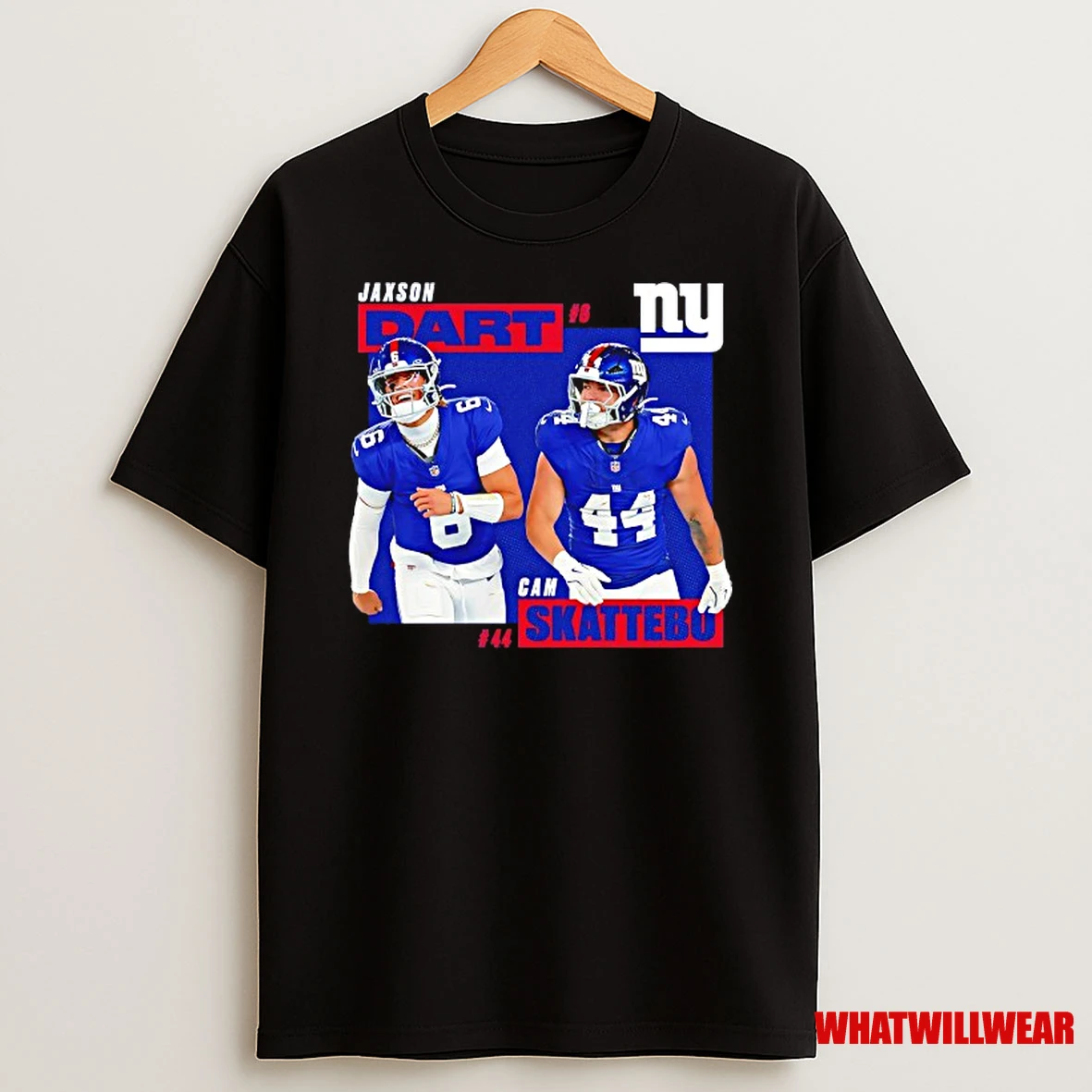 Cam Skattebo 44 And Jaxson Dart 6 New York Giants Player Signature Shirts
