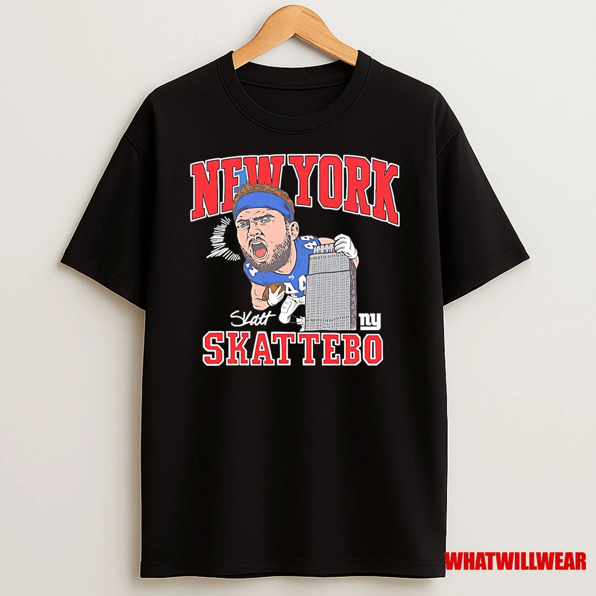 Cam Skattebo Caricature Kong Scream New York Giants Shirts