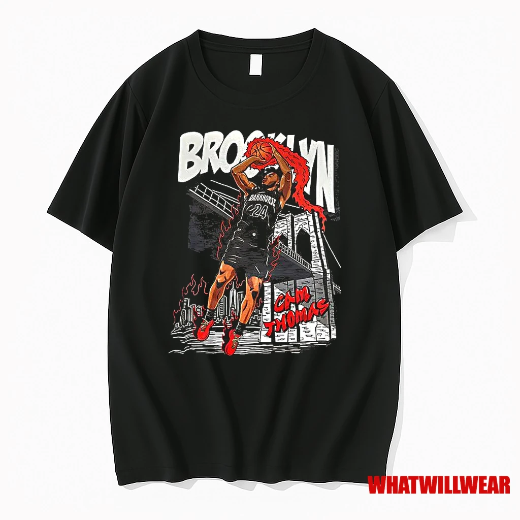 Cam Thomas Brooklyn Nets Basketball Shooting Stance Skyline Shirts