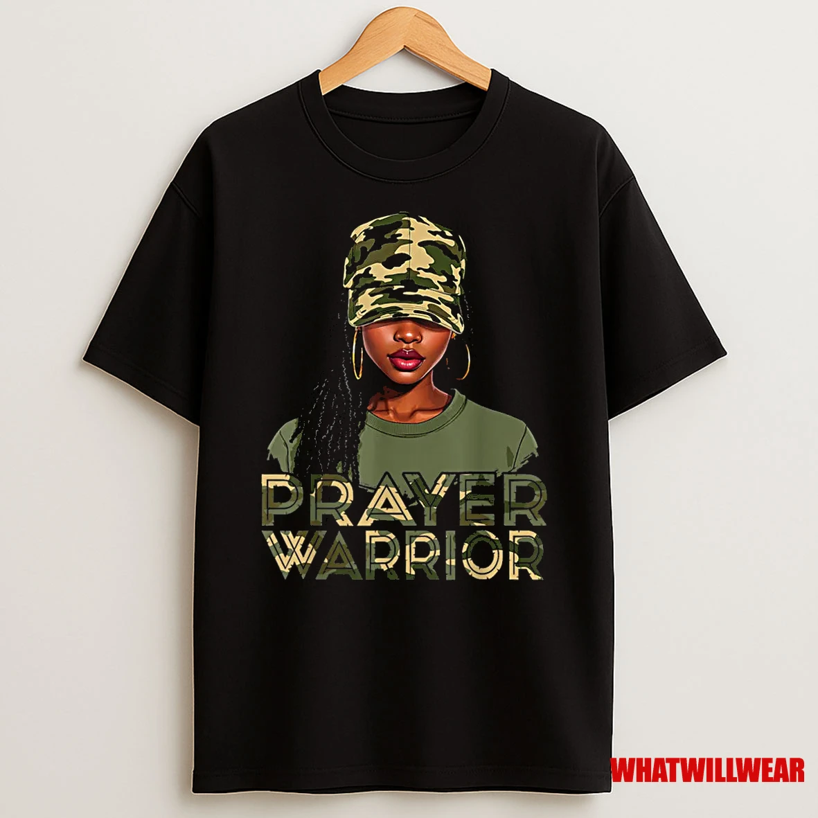 Camo Hat Prayer Warrior God Jesus Christian Black Girl Shirts
