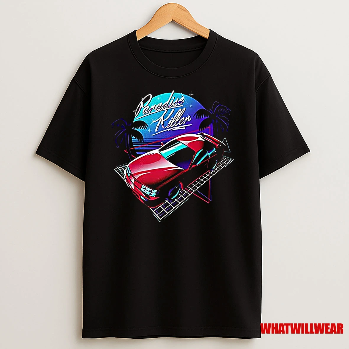 Car And Beach Paradise Killer Synthwave Style Vintage Shirts