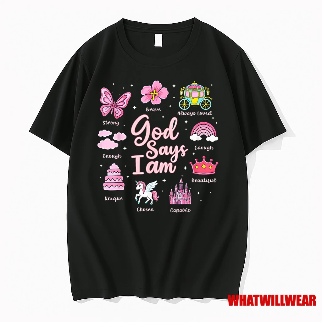 Cartoon God Say I Am Princess Girl Shirts
