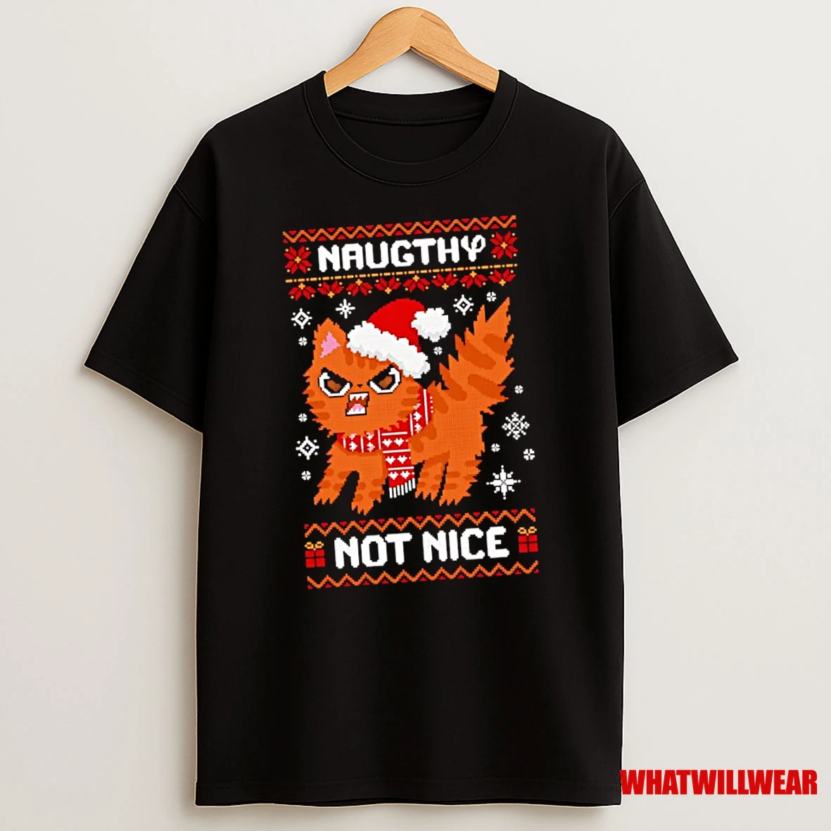 Cat Christmas Naughty Not Nice Shirts