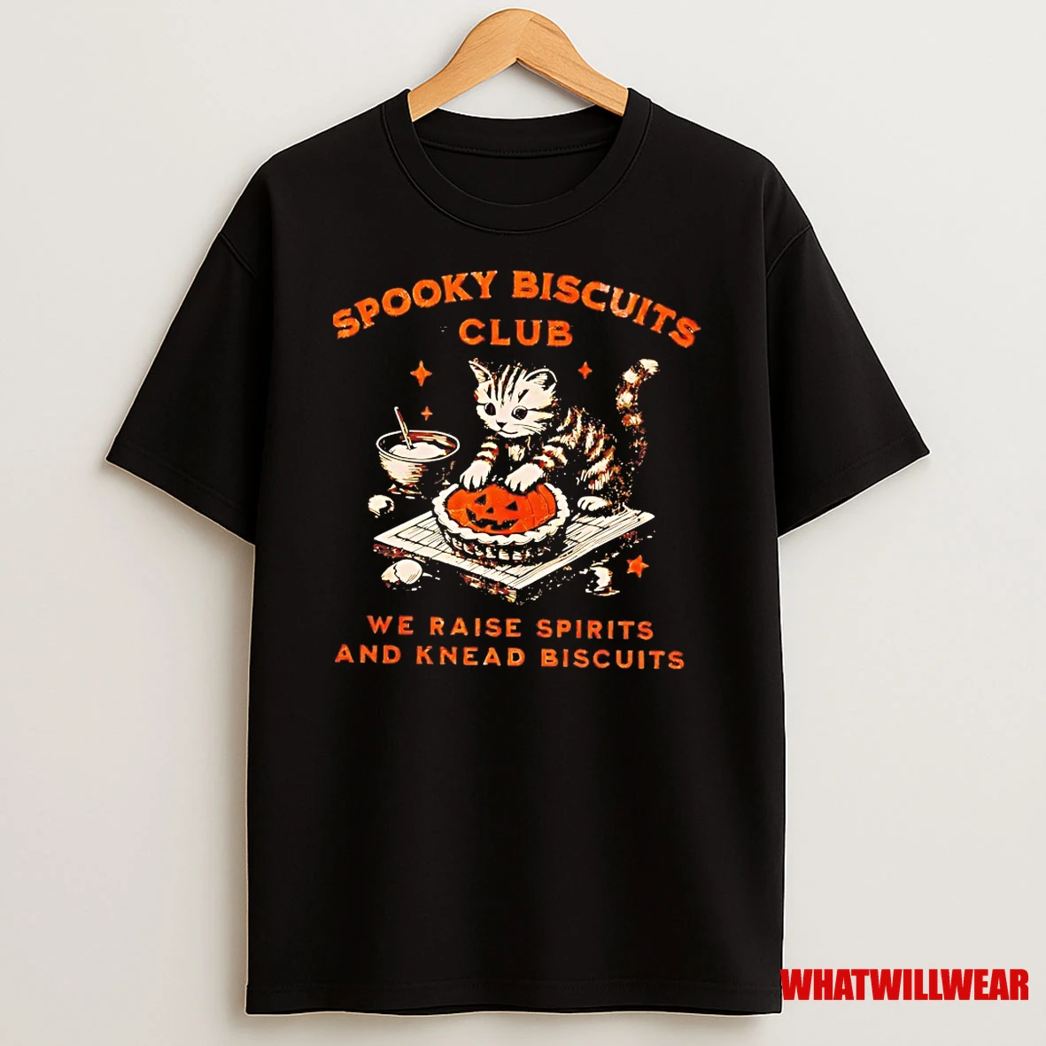 Cat Spooky Biscuits Club We Raise Spirits And Knead Biscuits Halloween Shirts