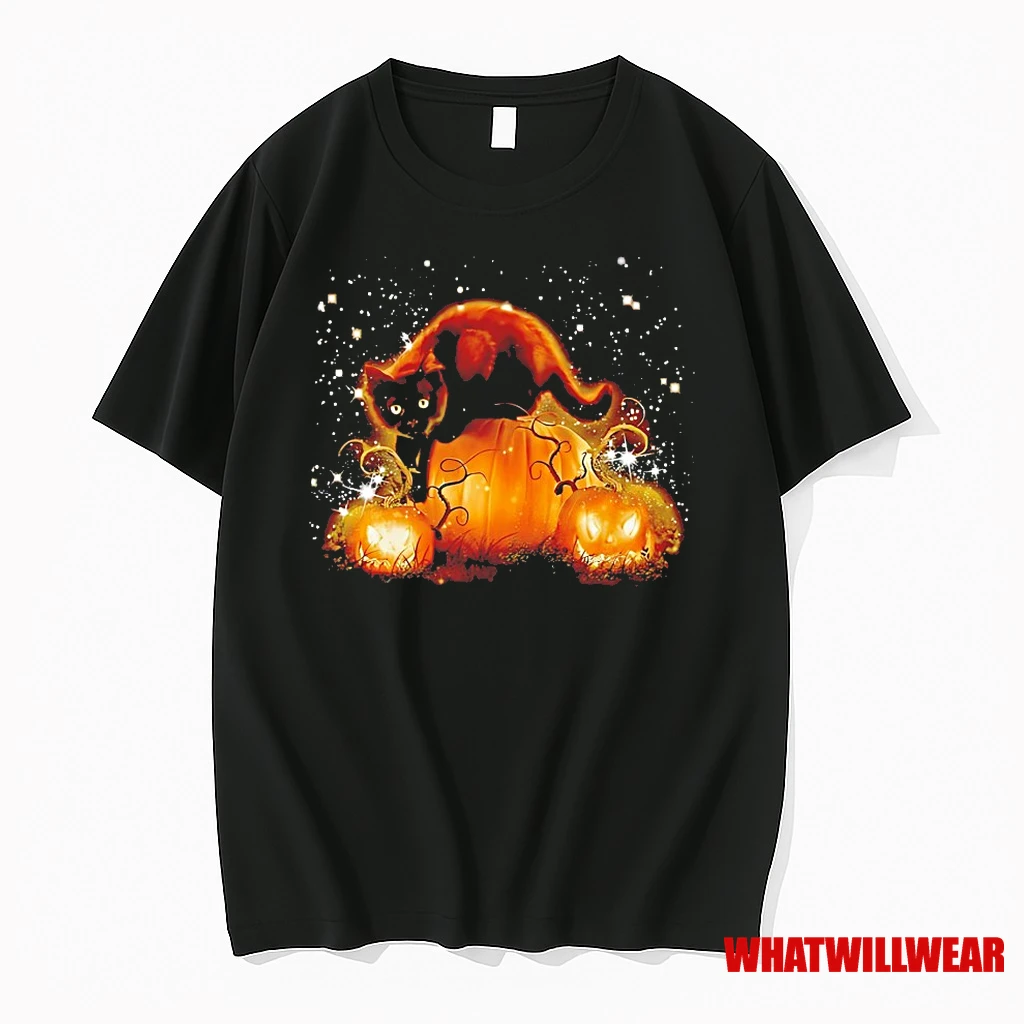 Cat And Pumpkin Halloween Shirts
