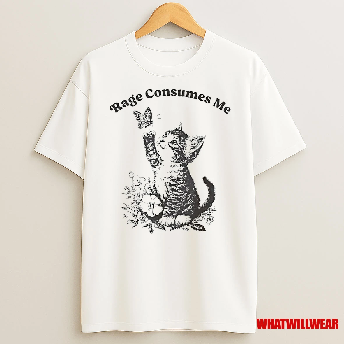 Cat Butterfly Rage Consumes Me Shirts