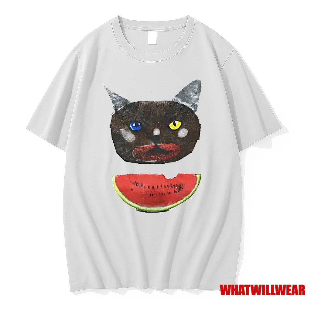 Cat Eat Watermelon Art Shirts