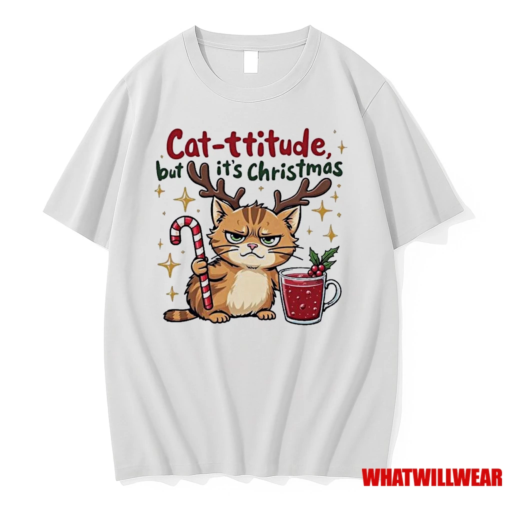 Cat Titude Christmas Cat Grumpy Cattitude Meme Shirts