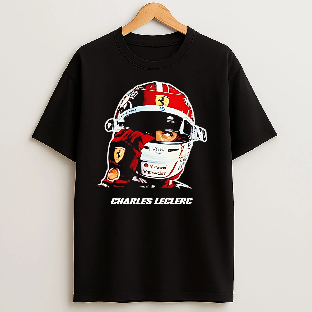 Charles Leclerc Big Head Helmet T Shirts