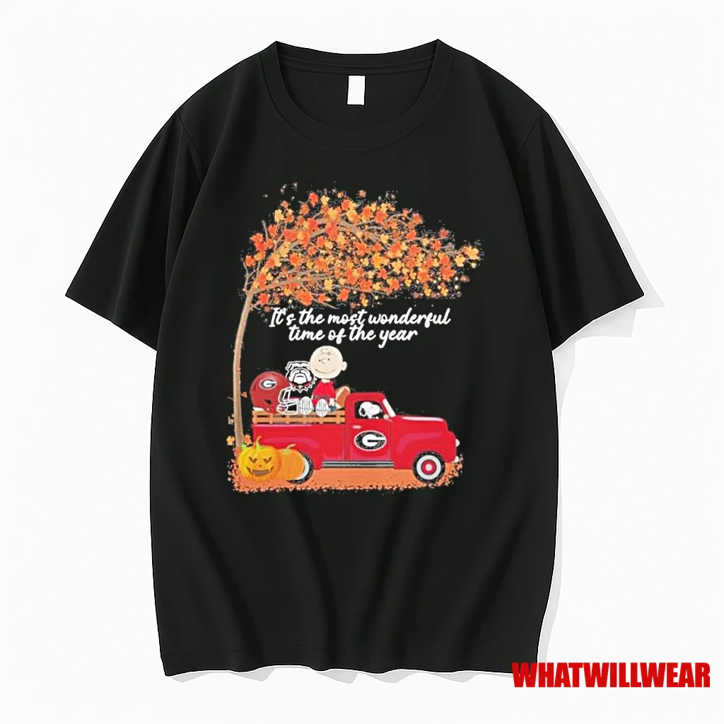 Charlie Brown And Snoopy Georgia Bulldogs Its The Most Wonderful Time Of The Year Shirts