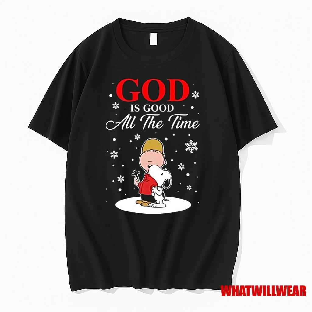 Charlie Brown And Snoopy God Is Good All The Time Merry Christmas 2025 Shirts