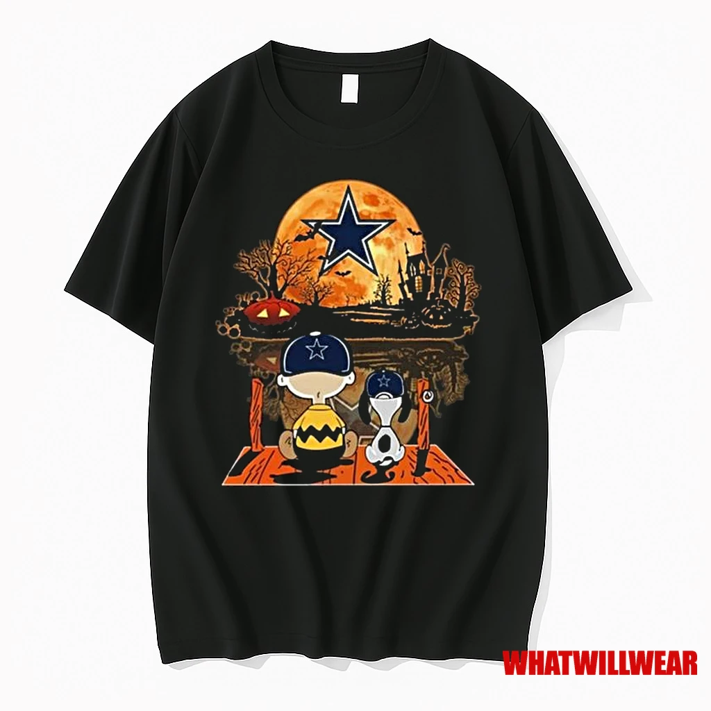 Charlie Brown And Snoopy Watching Dallas Cowboys Team Halloween 2025 Shirts