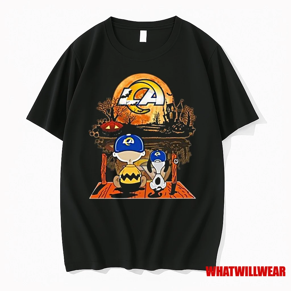 Charlie Brown And Snoopy Watching La Rams Team Halloween 2025 Shirts
