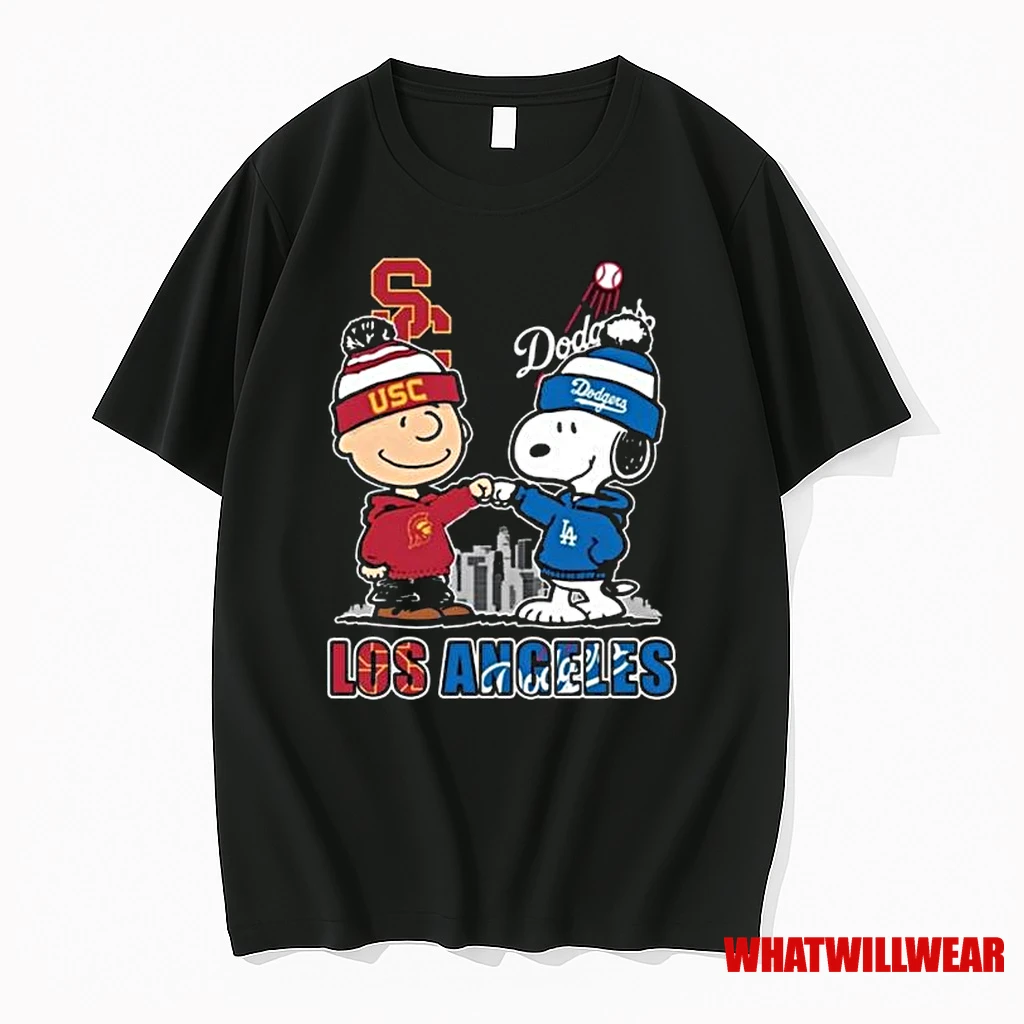 Charlie Brown Usc Trojans X Snoopy Los Angeles Dodgers Skyline 2025 Shirts