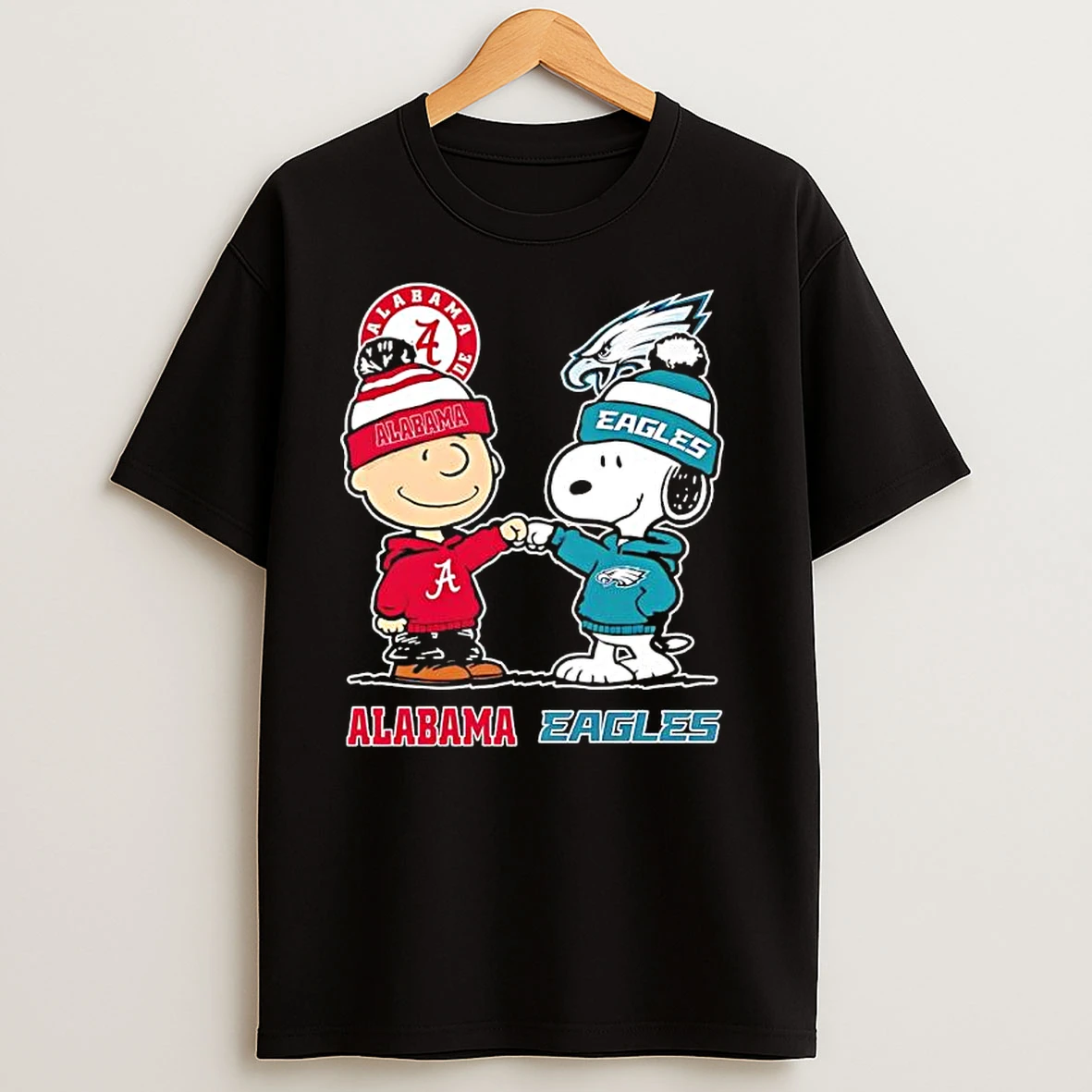 Charlie Brown And Snoopy Alabama Crimson Tide X Philadelphia Eagles T Shirts