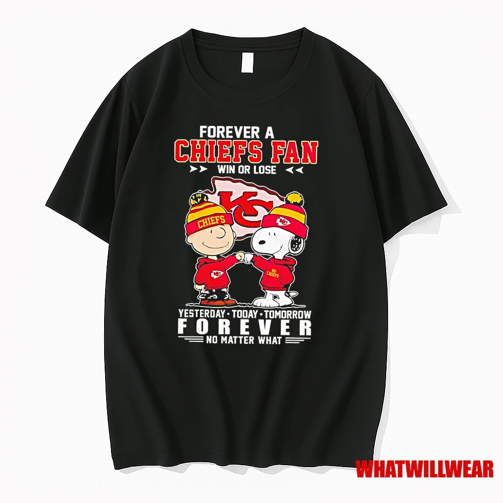 Charlie Brown And Snoopy Kansas City Chiefs Forever A Chiefs Fan Win Or Lose Yesterday Today Tomorrow Forever Shirts