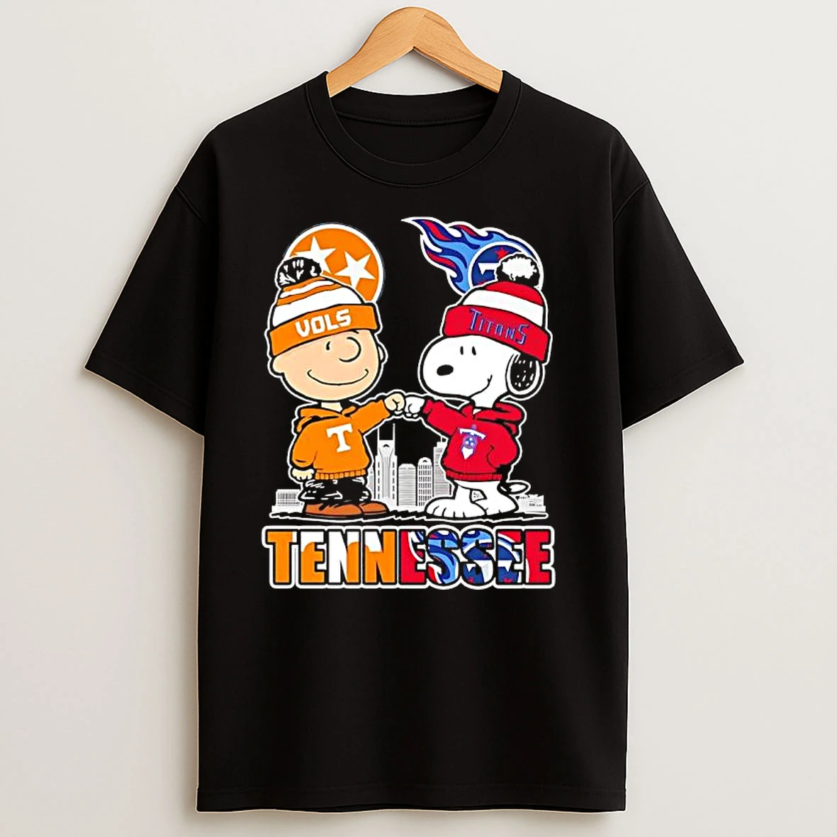 Charlie Brown And Snoopy Tennessee Vols X Titans Skyline T Shirts